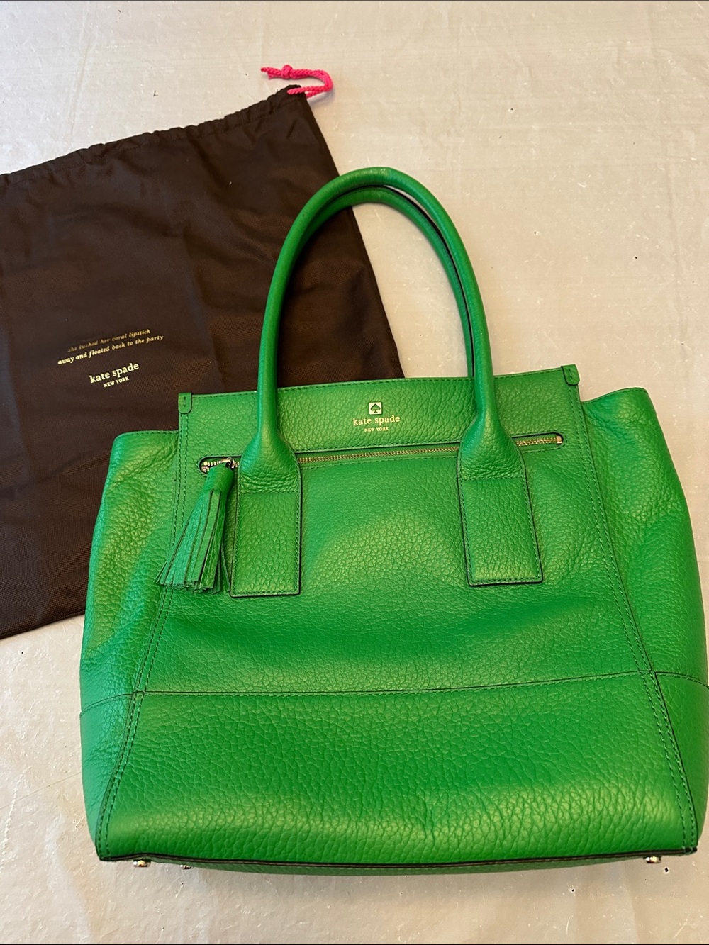 Kate Spade New York Green Pebbled Leather Tote